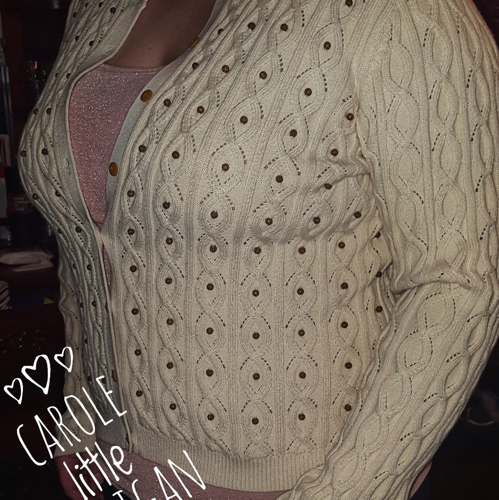 Carole Little Rose Bud Embellished Cardigan
